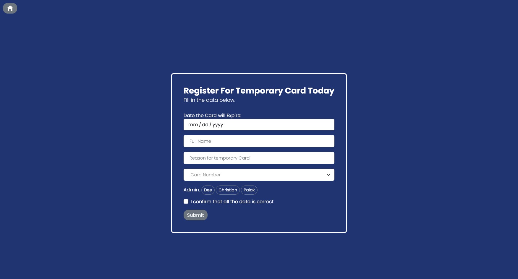 Temp Card Form